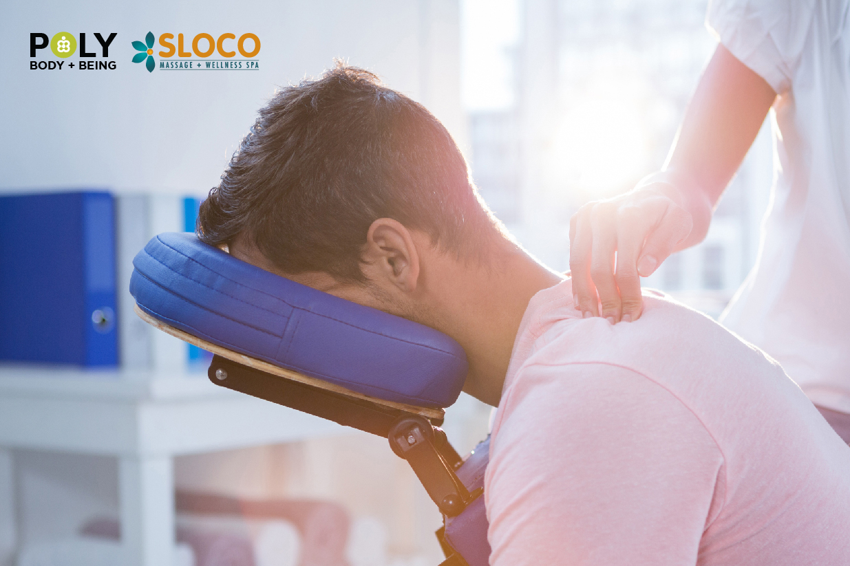 Poly Body + Being and SLOCO Massage and Wellness Spa present free neck and shoulder massages