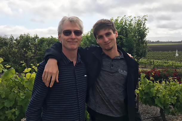 Christian River Vian with his father at a winery